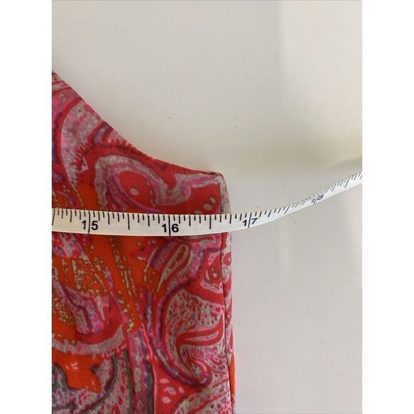 Womens CAbi Top Sleeveless Lined Silky Tunic Blouse Abstract Pink Orange Small - Picture 4 of 10